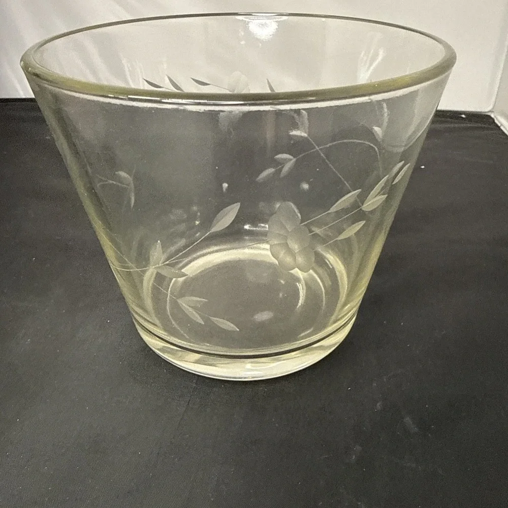 Vintage Princess Heritage House Crystal Ice Bucket Etched Floral Design 5